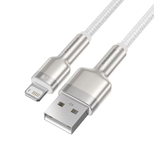 Cablu de date Baseus, USB la Lightning, 2.4A, 2m, alb, CALJK-B02