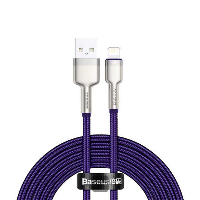 Cablu de date Baseus, USB la Lightning, 2.4A, 2m, mov, CALJK-B05
