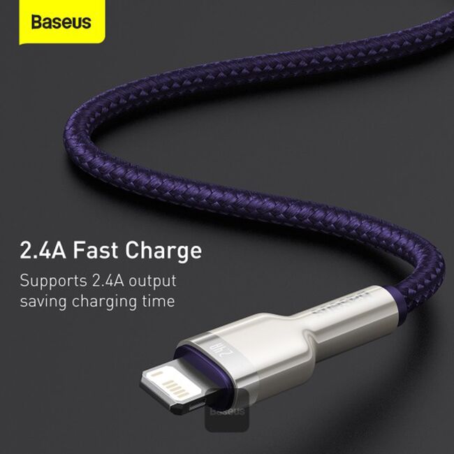 Cablu de date Baseus, USB la Lightning, 2.4A, 2m, mov, CALJK-B05