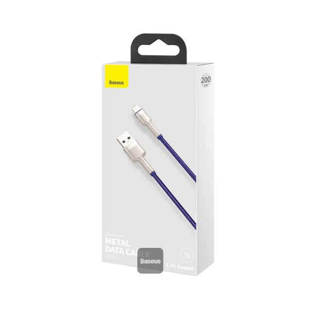 Cablu de date Baseus, USB la Lightning, 2.4A, 2m, mov, CALJK-B05