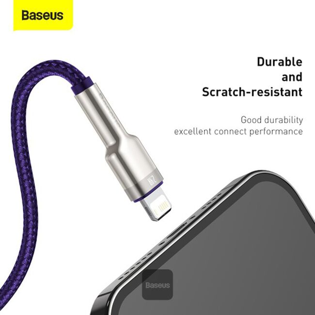 Cablu de date Baseus, USB la Lightning, 2.4A, 2m, mov, CALJK-B05