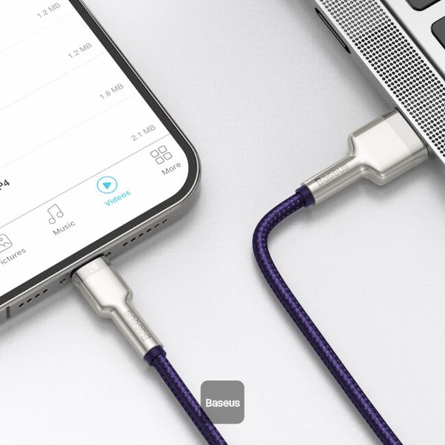 Cablu de date Baseus, USB la Lightning, 2.4A, 2m, mov, CALJK-B05