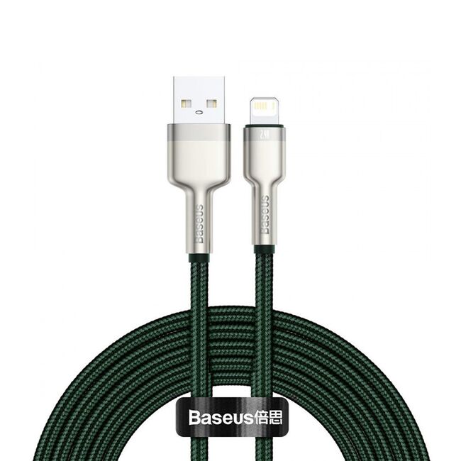 Cablu de date Baseus, USB la Lightning, 2.4A, 2m, verde, CALJK-B06
