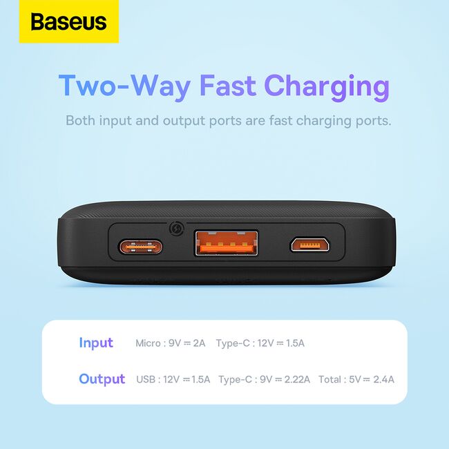 Power bank, baterie externa Baseus, 20W, 10000mAh, PPQD090001
