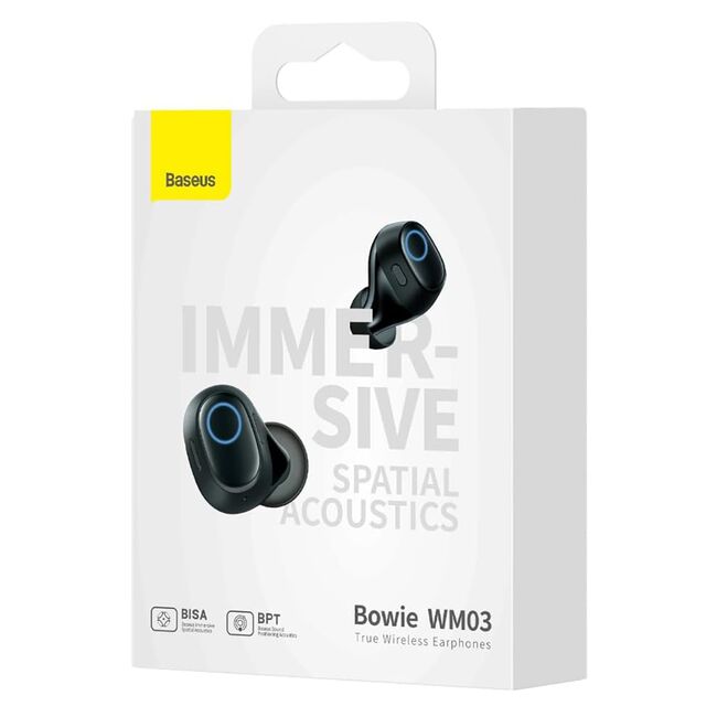 Casti Wireless Baseus Earbuds Bowie WM03, Bluetooth 5.3, True Wireless - Negru