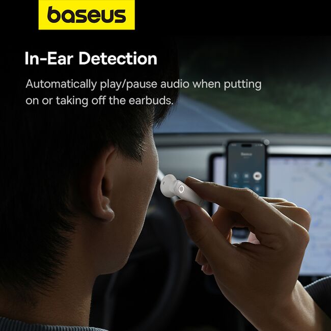 Casca Bluetooth wireless Baseus cu microfon CM10, alb