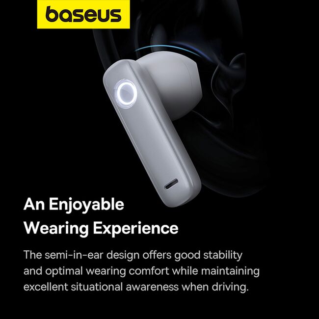 Casca Bluetooth wireless Baseus cu microfon CM10, alb