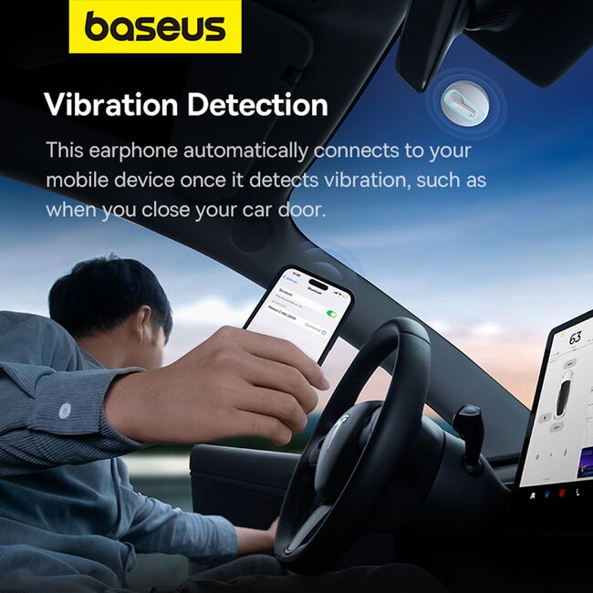 Casca Bluetooth wireless Baseus cu microfon CM10, alb