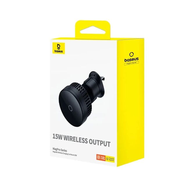 Suport auto cu incarcare wireless Baseus MagPro, 15W, negru