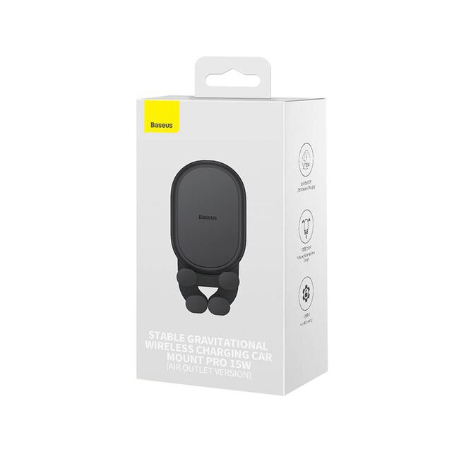 Suport auto wireless charging Baseus Pro 15W, negru, SUWX030001