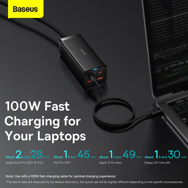 Incarcator US/Cablu de alimentare GaN3 Pro, 2 x AC, 2 x USB, 2 x Type-C, 100W Baseus PSZM000201