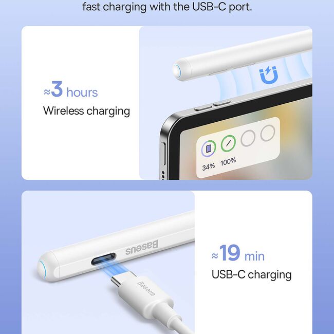 Stylus pen activ Dual Charging Baseus alb, SXBC080102