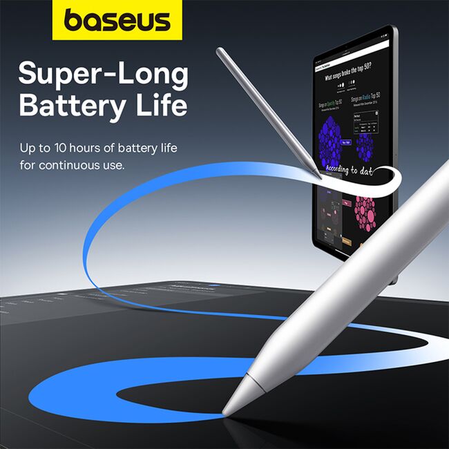 Stylus pen activ pentru iPad Baseus, 130mAh, P80015805211-00, alb
