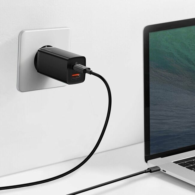 Incarcator priza Baseus GaN Lite USB QC3.0, Type-C 65W, negru