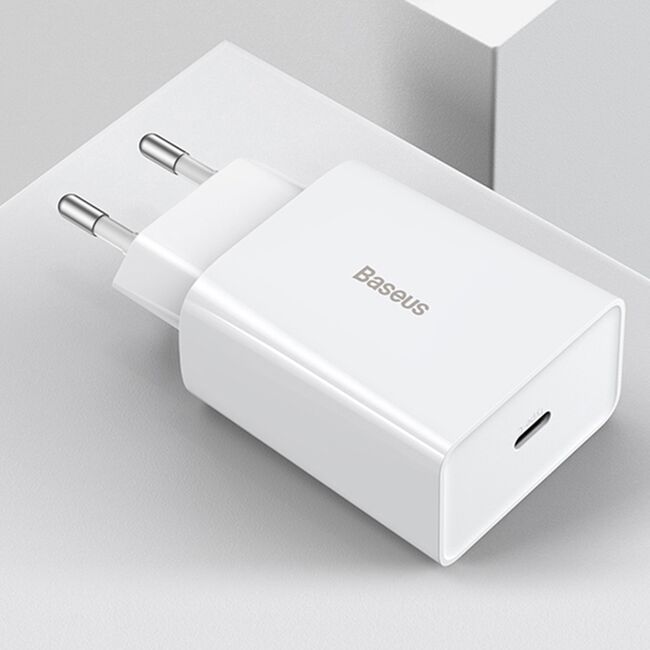 Incarcator priza USB-C Quick Charge Baseus Speed, 20W, alb