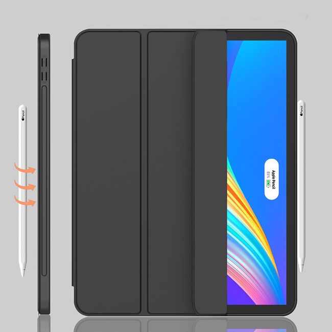 Husa pentru iPad Pro 12.9 2022, 2021, 2020 tip stand, cu functie wake-up/sleep si compartiment pentru Apple Pen, roz