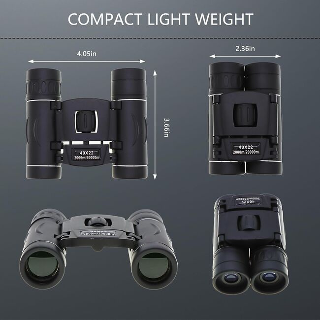 Binoclu compact 40 x 22 Long Range, pliabil, focus reglabil, ideal vânătoare, sport, camping, calatorii outdoor, negru