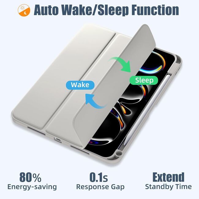 Husa pentru Apple iPad Pro 13" (2024) cu functie wake-up/sleep si compartiment pentru Apple Pen, tip stand, space grey