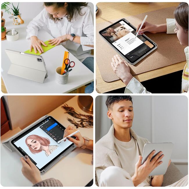Husa pentru Apple iPad Pro 13" (2024) cu functie wake-up/sleep si compartiment pentru Apple Pen, tip stand, space grey