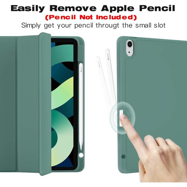 Husa pentru Apple iPad Air 13 2025 / 2024 M3, M2 cu functie wake-up/sleep si compartiment pentru Apple Pen, verde inchis