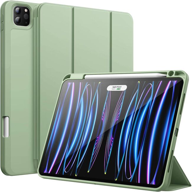 Husa pentru Apple iPad Pro 13" (2024) cu functie wake-up/sleep si compartiment pentru Apple Pen, tip stand, verde deschis