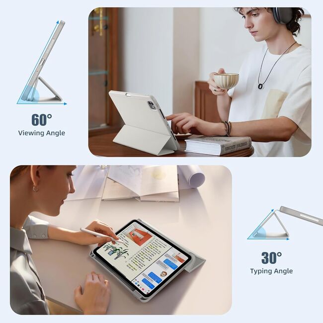 Husa pentru Apple iPad Pro 13" (2024) cu functie wake-up/sleep si compartiment pentru Apple Pen, tip stand, space grey