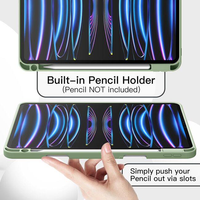 Husa pentru Apple iPad Pro 13" (2024) cu functie wake-up/sleep si compartiment pentru Apple Pen, tip stand, verde deschis