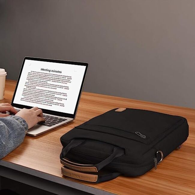 Geanta / Husa pentru tableta pana la 12.9 inch si laptop 13.3 inch, water resistent cu maner si curea de umar, cu fermoar, multiple buzunare, negru