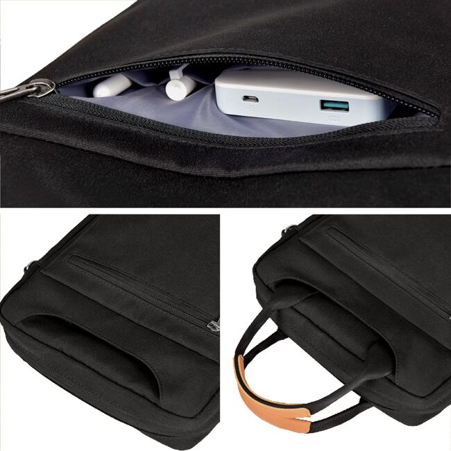Geanta / Husa pentru tableta pana la 12.9 inch si laptop 13.3 inch, water resistent cu maner si curea de umar, cu fermoar, multiple buzunare, negru