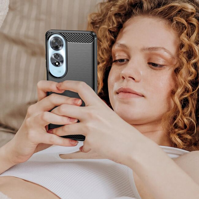 Husa pentru Oppo A60 Carbon Liquid Silicone, negru