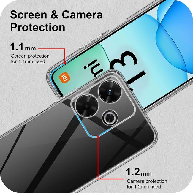 Husa pentru Xiaomi Redmi 13 Anti-Shock 1.5mm, cu protectie pentru lentile, transparenta