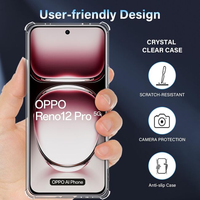 Husa pentru Oppo Reno 12 Pro Anti-Shock 1.5mm reinforced 4 corners, transparent