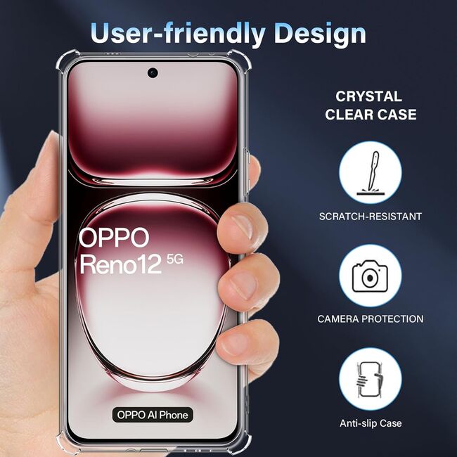 Husa pentru Oppo Reno 12 Anti-Shock 1.5mm reinforced 4 corners, transparent