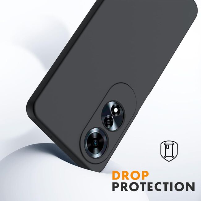 Husa pentru Oppo A60 Liquid Silicone, subțire, captusita cu microfibra, anti amprentă, protectie cameră foto, negru