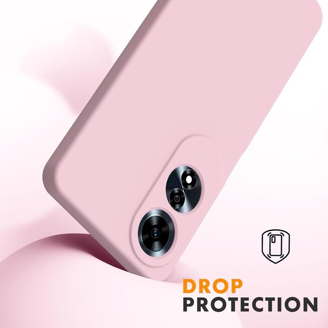 Husa pentru Oppo A60 Liquid Silicone, subțire, captusita cu microfibra, anti amprentă, protectie cameră foto, roz