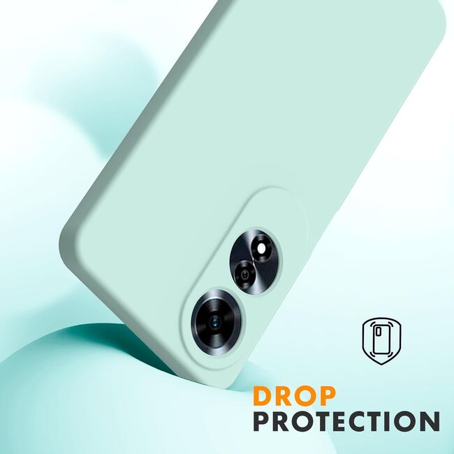 Husa pentru Oppo A60 Liquid Silicone, subțire, captusita cu microfibra, anti amprentă, protectie cameră foto, mint green