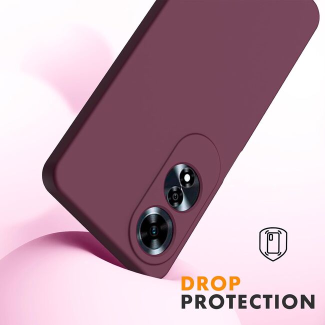 Husa pentru Oppo A60 Liquid Silicone, subțire, captusita cu microfibra, anti amprentă, protectie cameră foto, burgundy