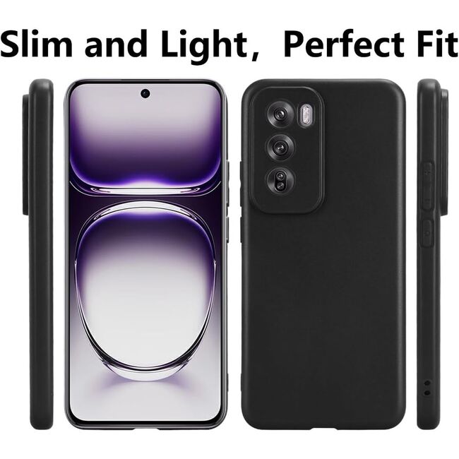 Husa pentru Oppo Reno 12 Pro Liquid Silicone, subțire, captusita cu microfibra, anti amprentă, protectie cameră foto, negru