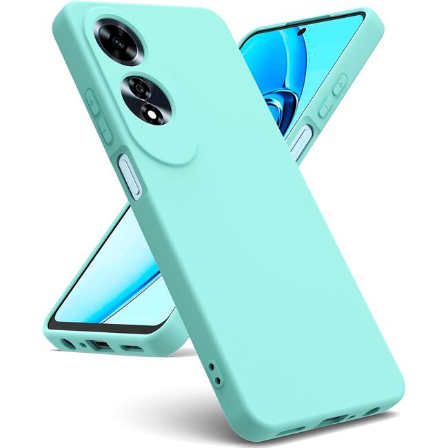 Husa pentru Oppo A60 Liquid Silicone, subțire, captusita cu microfibra, anti amprentă, protectie cameră foto, turcoaz
