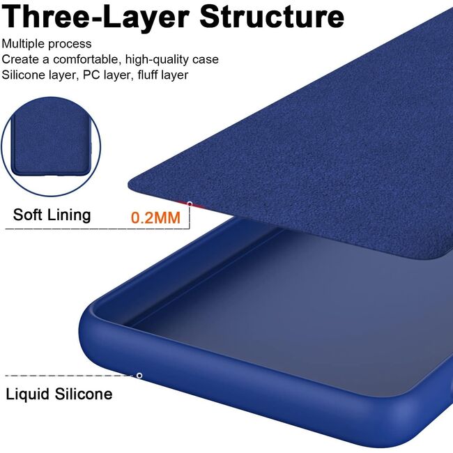 Husa pentru Oppo Reno 12 Pro Liquid Silicone, subțire, captusita cu microfibra, anti amprentă, protectie cameră foto, albastru