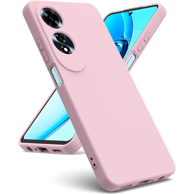 Husa pentru Oppo A60 Liquid Silicone, subțire, captusita cu microfibra, anti amprentă, protectie cameră foto, roz