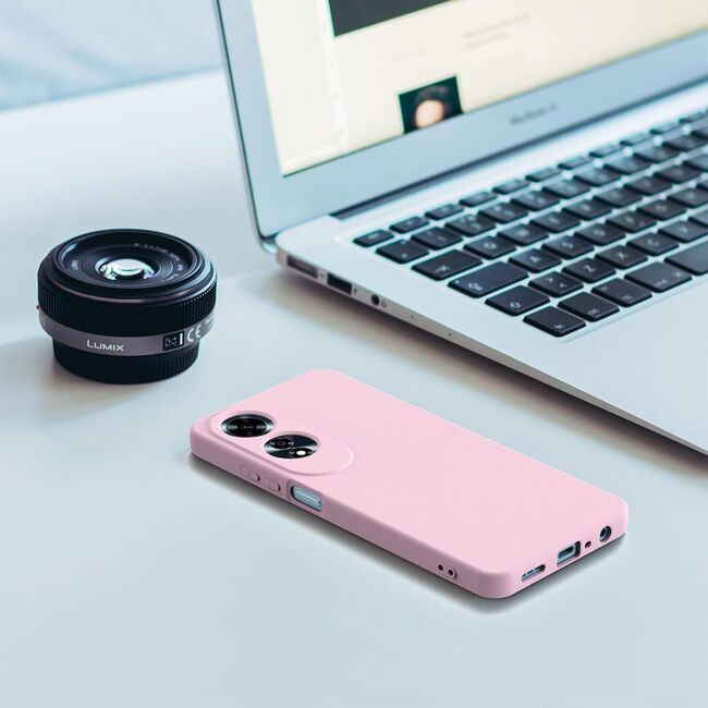 Husa pentru Oppo A60 Liquid Silicone, subțire, captusita cu microfibra, anti amprentă, protectie cameră foto, roz