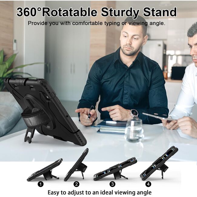 Pachet 360: Husa cu folie integrata pentru iPad Pro 11 (2024) Shockproof Armor de tip stand, negru