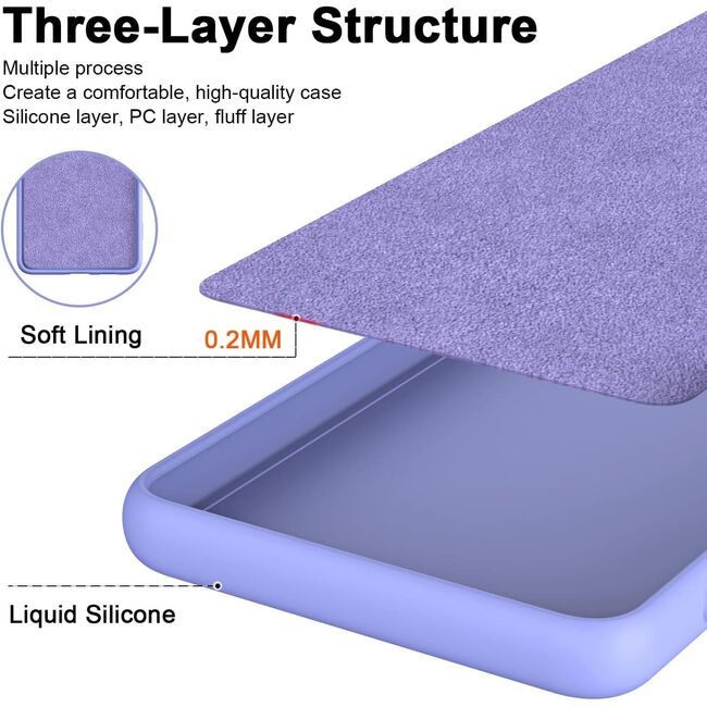 Husa pentru Oppo Reno 12 Pro Liquid Silicone, subțire, captusita cu microfibra, anti amprentă, protectie cameră foto, mov