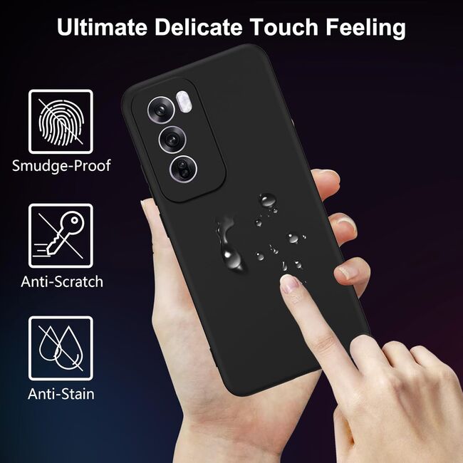 Husa pentru Oppo Reno 12 Pro Liquid Silicone, subțire, captusita cu microfibra, anti amprentă, protectie cameră foto, negru