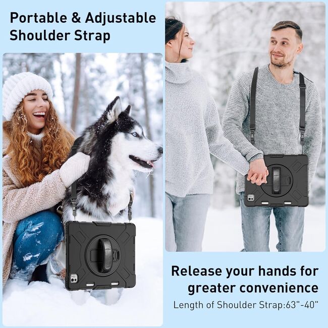 Pachet 360: Husa cu folie integrata pentru iPad Pro 11 (2024) Shockproof Armor de tip stand, negru