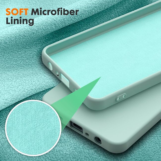 Husa pentru Oppo A60 Liquid Silicone, subțire, captusita cu microfibra, anti amprentă, protectie cameră foto, mint green