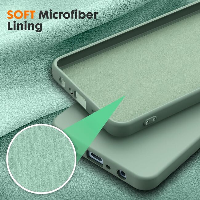 Husa pentru Oppo A60 Liquid Silicone, subțire, captusita cu microfibra, anti amprentă, protectie cameră foto, verde