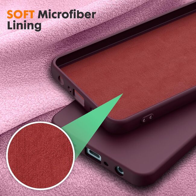 Husa pentru Oppo A60 Liquid Silicone, subțire, captusita cu microfibra, anti amprentă, protectie cameră foto, burgundy
