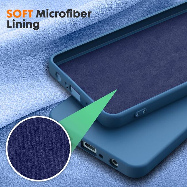 Husa pentru Oppo A60 Liquid Silicone, subțire, captusita cu microfibra, anti amprentă, protectie cameră foto, albastru